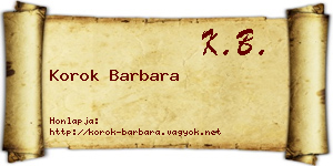 Korok Barbara névjegykártya